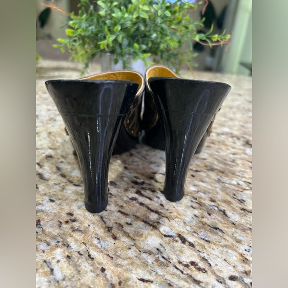 FENDI Zucca Wooden Clogs w/ Gold Studs Sandals 36 - Picture 9 of 10